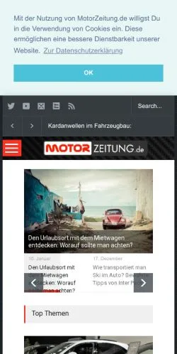 Anteprima del sito MotorZeitung, media di Germania per articoli sponsorizzati