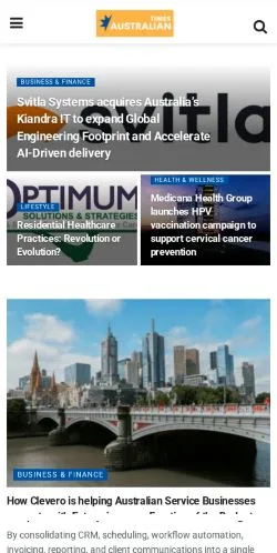Anteprima del sito Australian Times, media di Regno Unito per articoli sponsorizzati