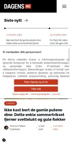 Anteprima del sito Dagens, media di Norvegia per articoli sponsorizzati
