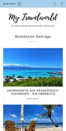 Anteprima del sito My Travelworld, media di Germania per articoli sponsorizzati