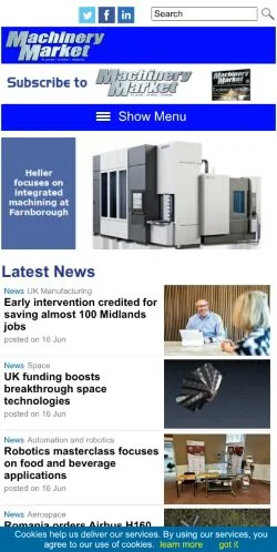 Anteprima del sito Machinery Market, media di Regno Unito per articoli sponsorizzati