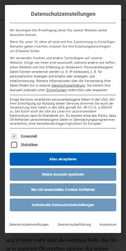 Vista previa del sitio TierDoku, medio de Alemania para artículos patrocinados