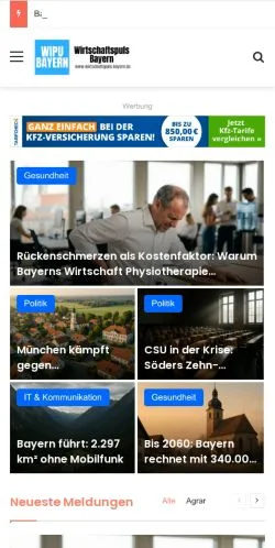 Podgląd witryny Wirtschaftspuls Bayern, medium z kraju Niemcy do artykułów sponsorowanych