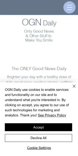 Anteprima del sito Only Good News Daily, media di Stati Uniti per articoli sponsorizzati