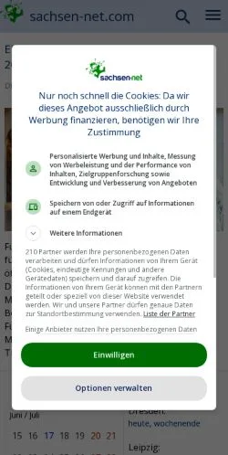 Vista previa del sitio Sachsen-Net, medio de Alemania para artículos patrocinados