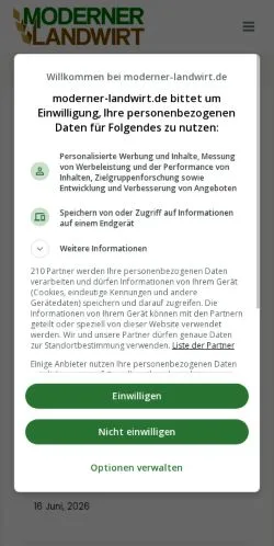 Podgląd witryny Moderner Landwirt, medium z kraju Niemcy do artykułów sponsorowanych