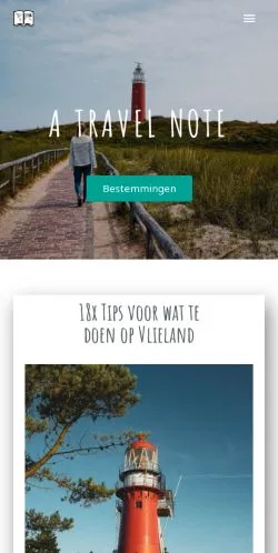 Podgląd witryny A Travel Note, medium z kraju Holandia do artykułów sponsorowanych