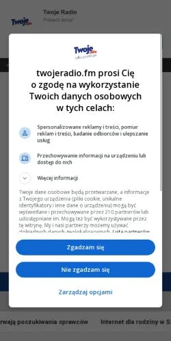 Sponsorlu makaleler için Polonya medyası Twoje Radio sitesinin önizlemesi