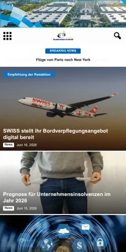 スポンサード記事向けのドイツメディア、Business Travelのサイトプレビュー