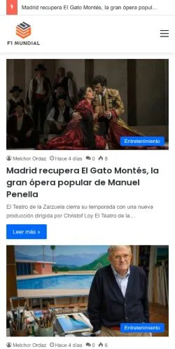 Anteprima del sito F1 Mundial, media di Spagna per articoli sponsorizzati