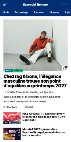 Anteprima del sito Essential Homme, media di Francia per articoli sponsorizzati