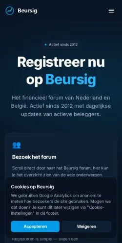 Förhandsvisning av webbplatsen Beursig, medium i Nederländerna för sponsrade artiklar
