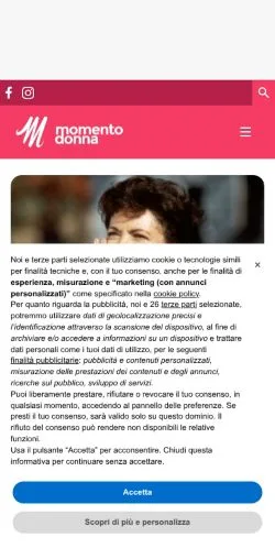Podgląd witryny Momentodonna, medium z kraju Włochy do artykułów sponsorowanych
