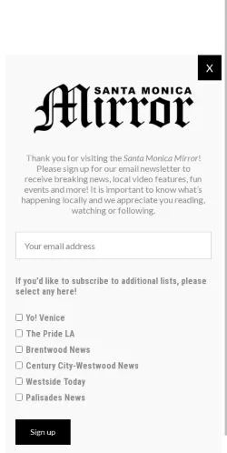 Förhandsvisning av webbplatsen Santa Monica Mirror, medium i USA för sponsrade artiklar