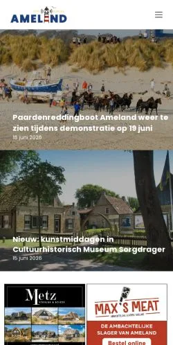 Vista previa del sitio Persbureau Ameland, medio de Países Bajos para artículos patrocinados