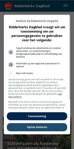 Podgląd witryny Ridderkerks Dagblad, medium z kraju Holandia do artykułów sponsorowanych