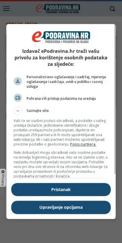 Podgląd witryny ePodravina, medium z kraju Chorwacja do artykułów sponsorowanych