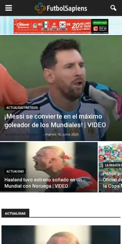 Voorbeeld van de site FutbolSapiens, medium uit Spanje voor gesponsorde artikelen