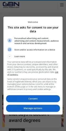 Anteprima del sito Ghana Business News, media di Stati Uniti per articoli sponsorizzati