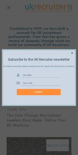 Anteprima del sito UK Recruiter, media di Regno Unito per articoli sponsorizzati