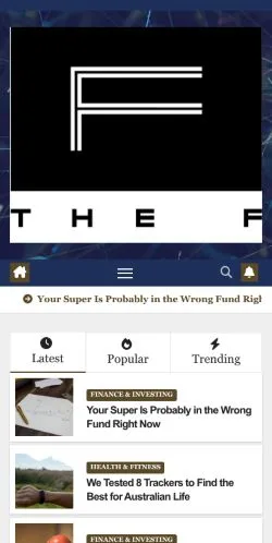 Anteprima del sito The F, media di Australia per articoli sponsorizzati