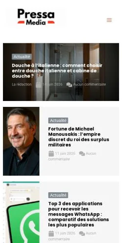Preview of the Pressamedia website, a media outlet in France for sponsored articles