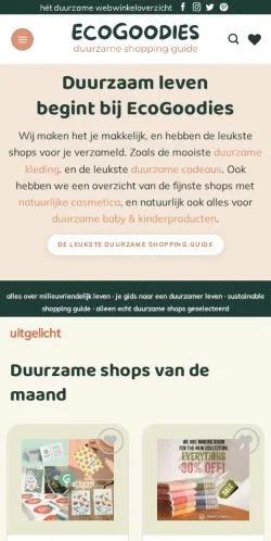 Anteprima del sito EcoGoodies, media di Paesi Bassi per articoli sponsorizzati