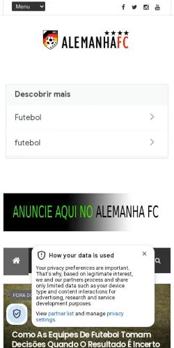 Anteprima del sito Alemanha Futebol Clube, media di Brasile per articoli sponsorizzati