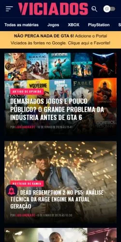 スポンサード記事向けのブラジルメディア、Portal Viciadosのサイトプレビュー