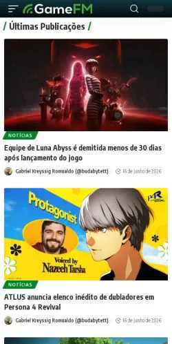 Pré-visualização do site GameFM, meio de Brasil para artigos patrocinados