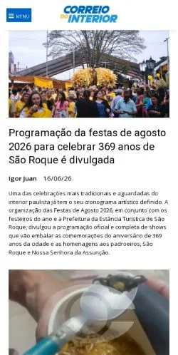 Anteprima del sito Correio do Interior, media di Brasile per articoli sponsorizzati