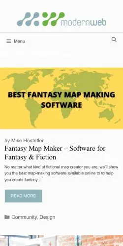 Förhandsvisning av webbplatsen ModernWeb, medium i USA för sponsrade artiklar