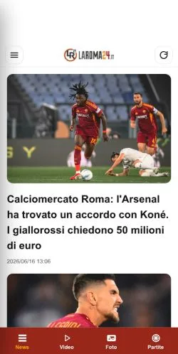 Podgląd witryny La Roma 24, medium z kraju Włochy do artykułów sponsorowanych