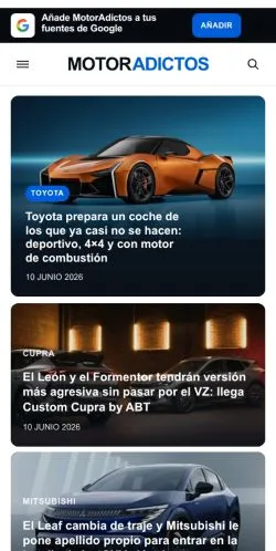 Anteprima del sito MotorAdictos, media di Spagna per articoli sponsorizzati