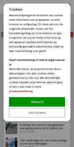 Anteprima del sito Nieuws Uit Nijmegen, media di Paesi Bassi per articoli sponsorizzati