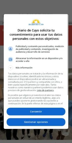Podgląd witryny Diario de Cuyo, medium z kraju Argentyna do artykułów sponsorowanych