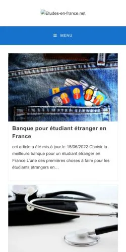 Anteprima del sito Etudes En France, media di Francia per articoli sponsorizzati
