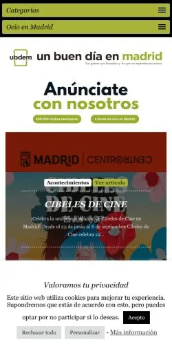Podgląd witryny Un Buen Día En Madrid, medium z kraju Hiszpania do artykułów sponsorowanych