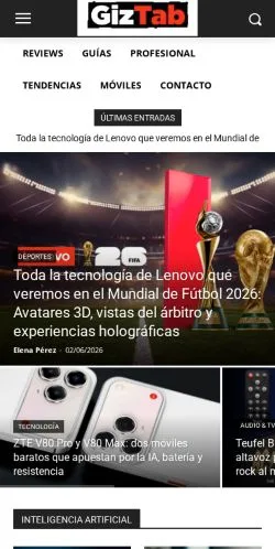Forhåndsvisning af GizTab, medie fra Spanien til sponsorerede artikler
