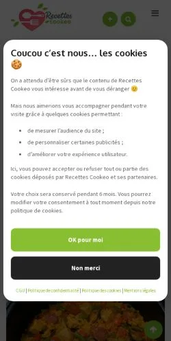 Podgląd witryny Recettes Cookeo, medium z kraju Francja do artykułów sponsorowanych