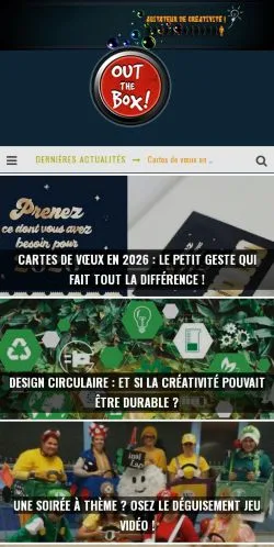 Anteprima del sito Out The Box, media di Francia per articoli sponsorizzati