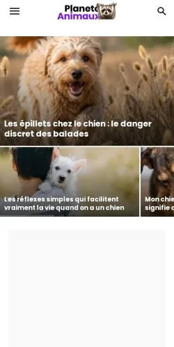 Anteprima del sito Planète Animaux, media di Francia per articoli sponsorizzati