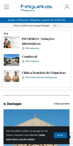 Anteprima del sito Felgueiras Magazine, media di Portogallo per articoli sponsorizzati