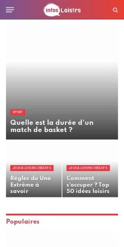 Anteprima del sito InfosLoisirs, media di Francia per articoli sponsorizzati