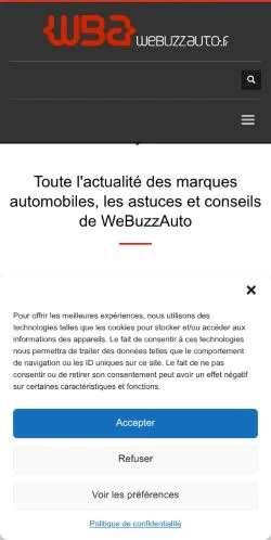 Aperçu du site WeBuzzAuto, média de France pour articles sponsorisés