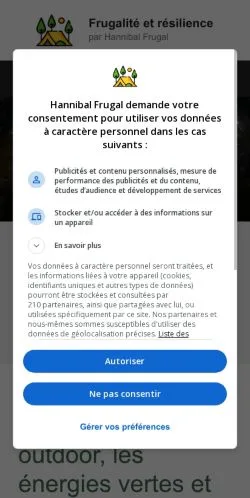Anteprima del sito Hannibal Frugal, media di Francia per articoli sponsorizzati