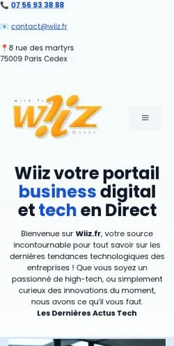 Podgląd witryny Wiiz Business Digital, medium z kraju Francja do artykułów sponsorowanych