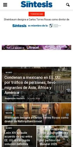 스폰서 기사용 멕시코 매체 Síntesis Nacional 사이트 미리보기
