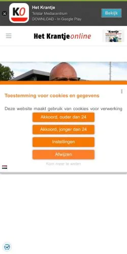 Anteprima del sito Het Krantje Online, media di Paesi Bassi per articoli sponsorizzati