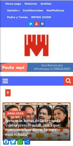 Podgląd witryny Revista Metro, medium z kraju Hiszpania do artykułów sponsorowanych